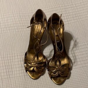 BCBGMaxAzria Gold Strappy Heels